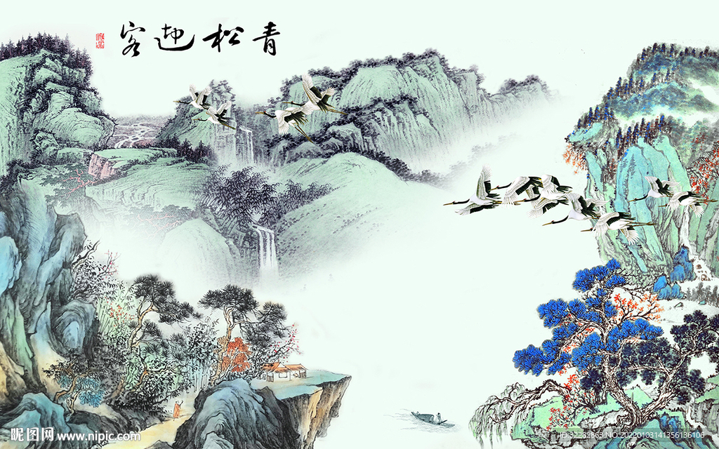 国画 新背景墙山水 TIF分层