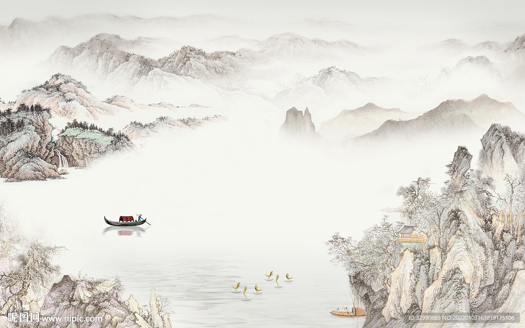 爆款电视客厅山水 TIF分层