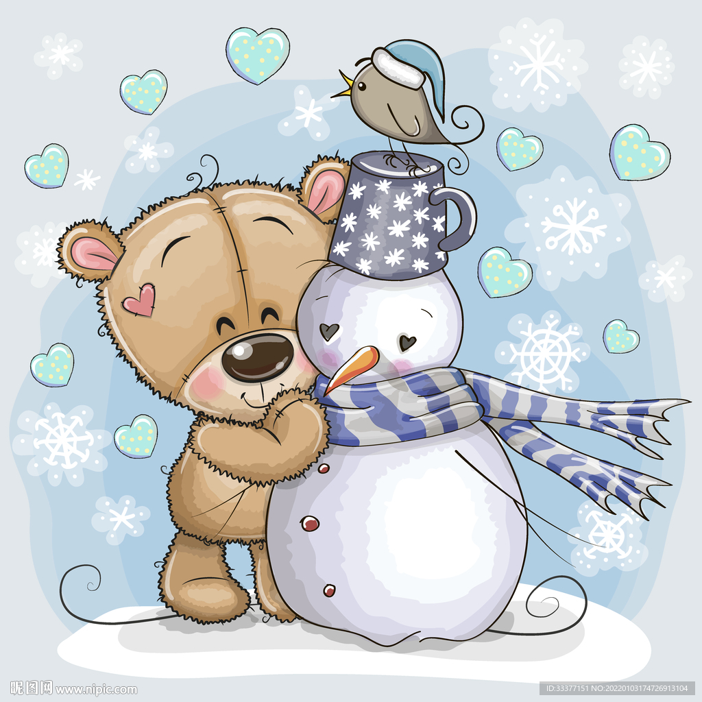  小熊 卡通 潮牌  雪人