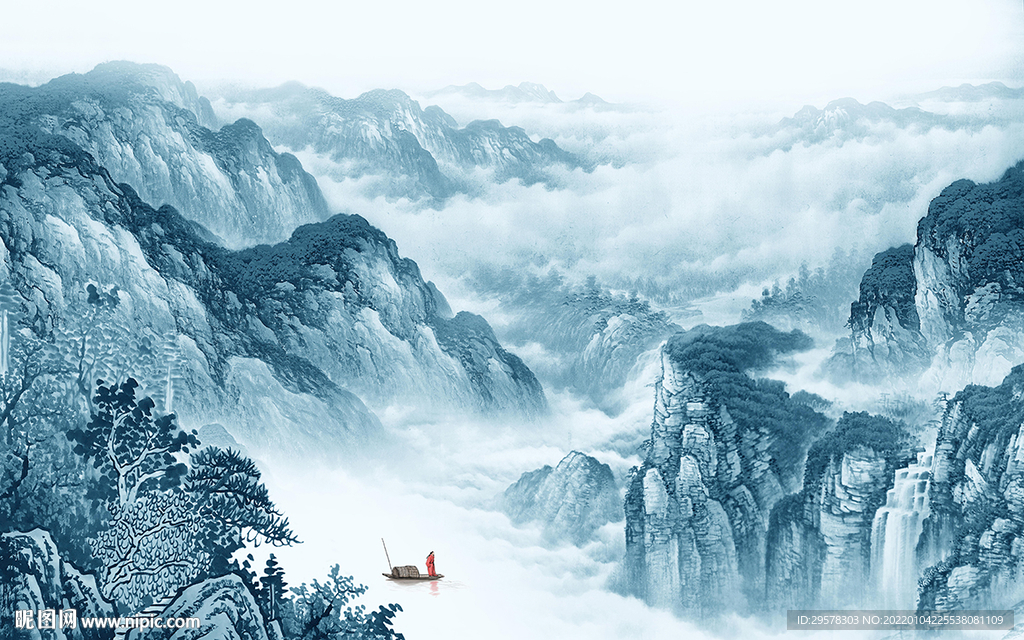 新品高端山水画 TIF分层图