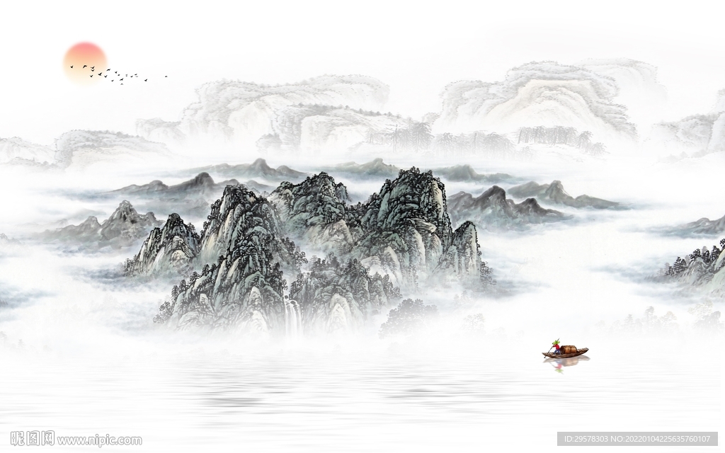 新款高端山水画 TIF分层图