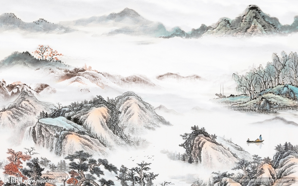 高档 高端山水画 TIF分层图