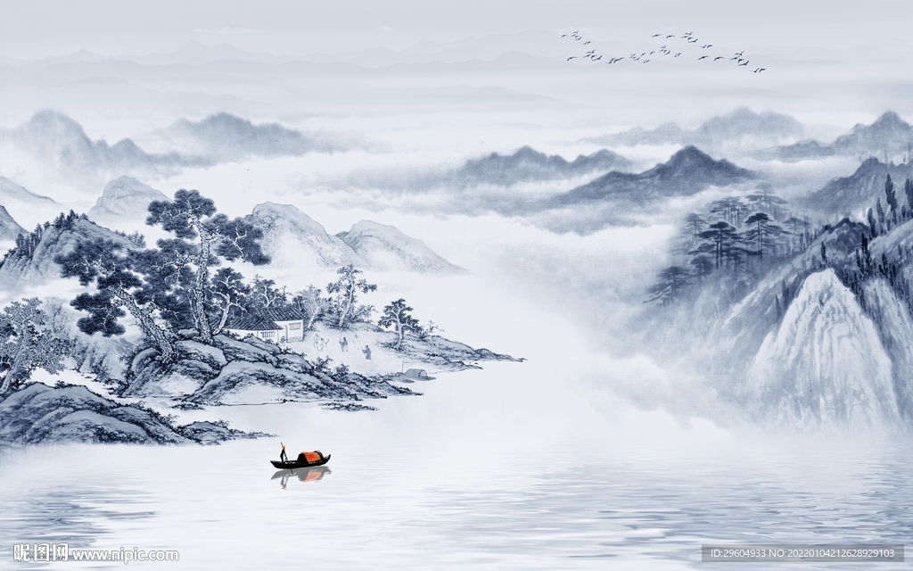 客厅意境山水背景 TIF分层