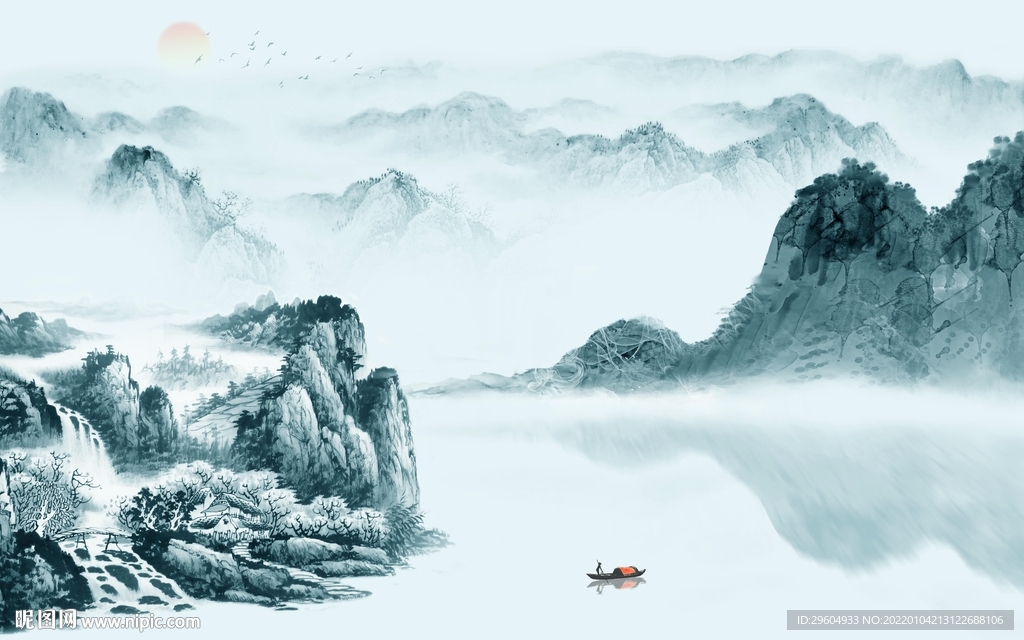 简约意境山水背景 TIF分层