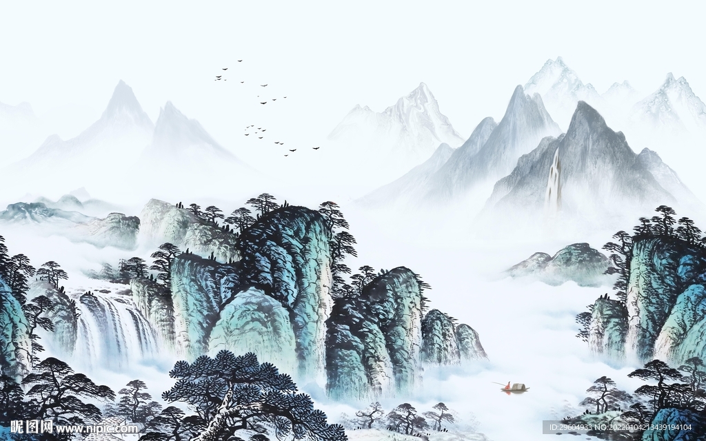 中式意境山水背景 TIF分层