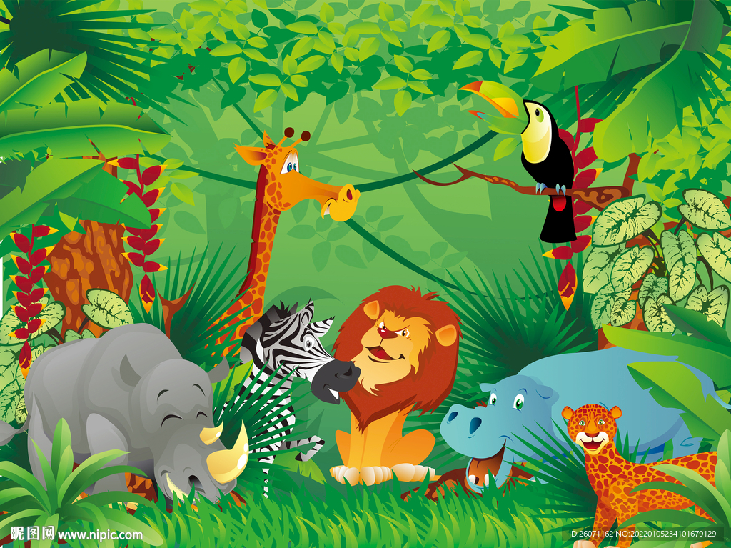 可爱卡通动物园背景墙