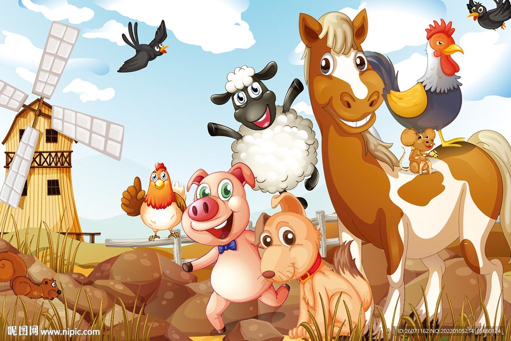 手绘农家乐背景墙