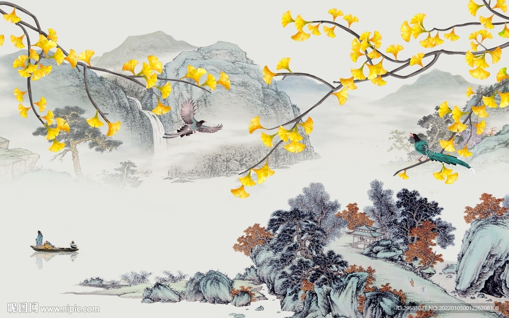 花鸟现代简约山水 TIF文件