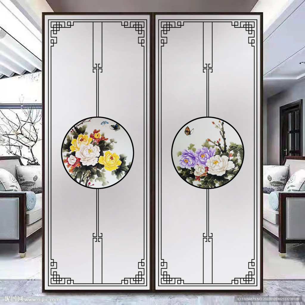 高清分层透明底屏风玻璃打印图