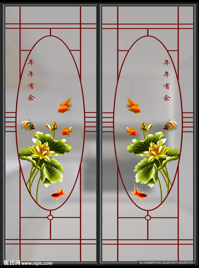 高清分层透明底推拉门玻璃打印图