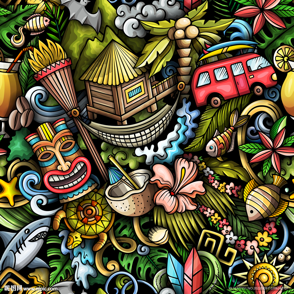 涂鸦 抽象 卡通   公交