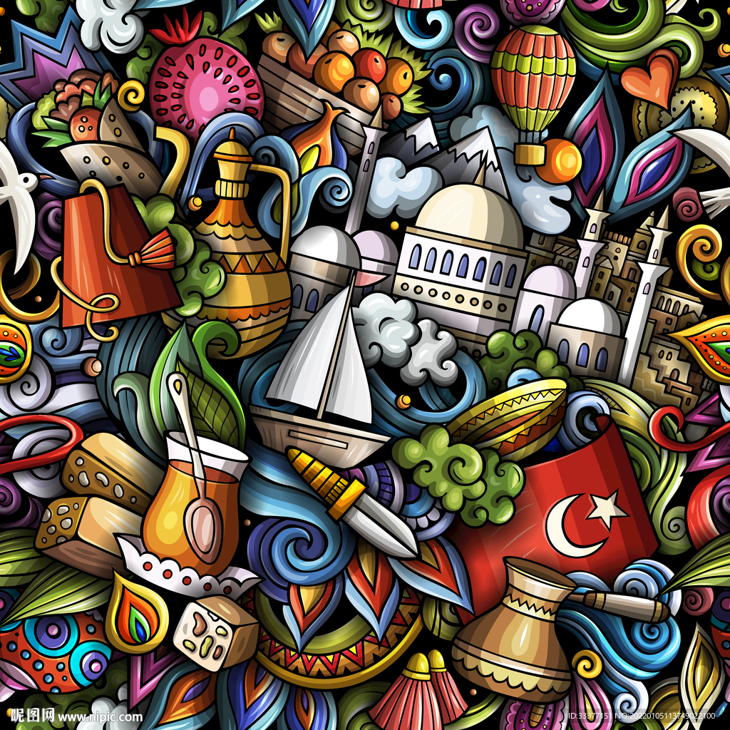 涂鸦 抽象 卡通   城堡