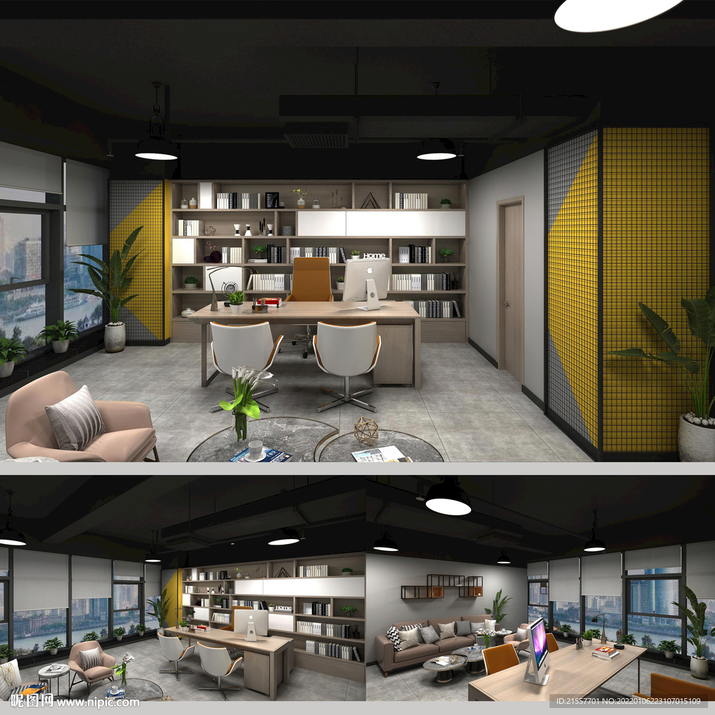 工业风办公室会议室3d模型