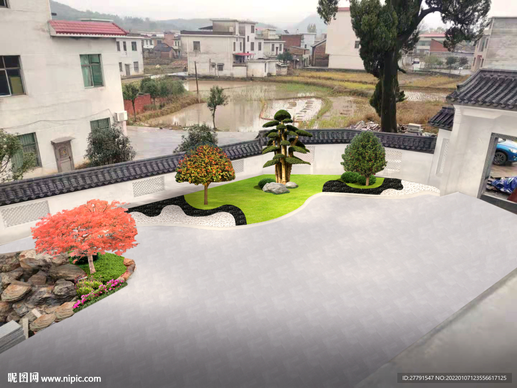 别墅庭院景观设计效果图