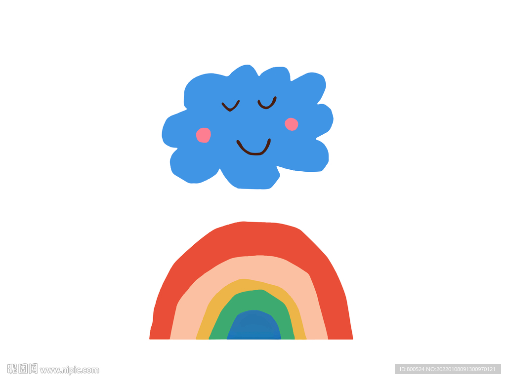 卡通云彩彩虹电表箱装饰画