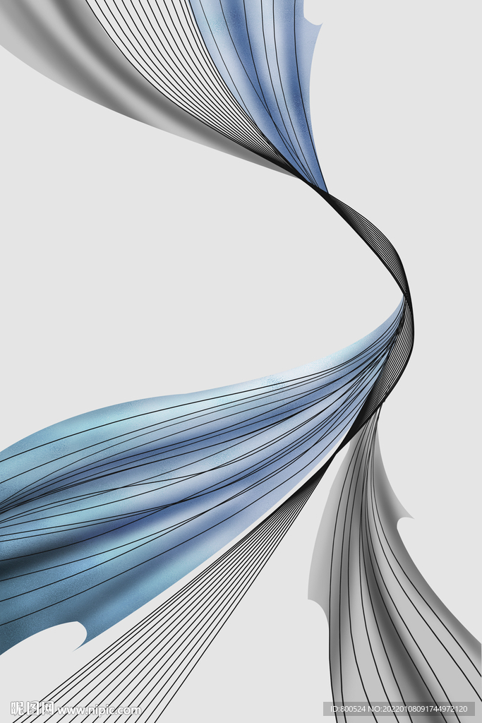 抽象蓝色线条装饰画