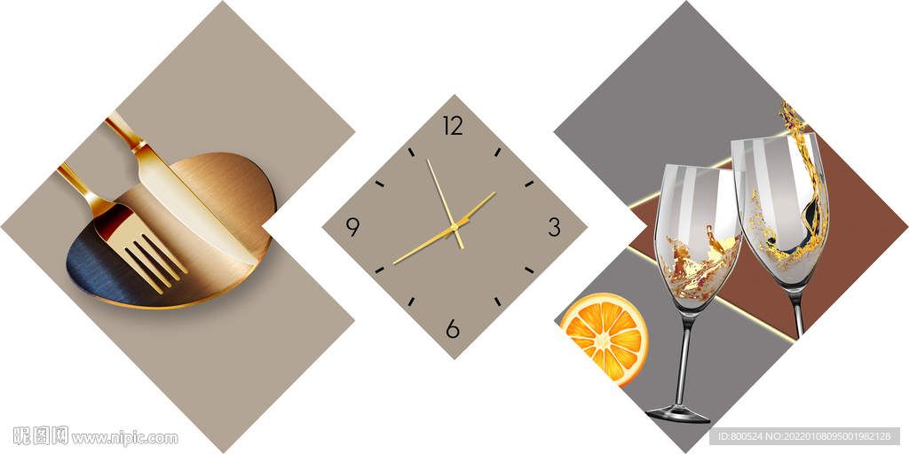 多边餐厅酒杯餐具装饰画