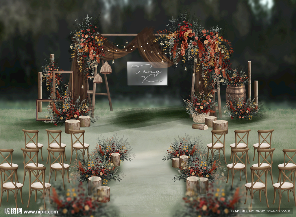 户外婚礼主背景