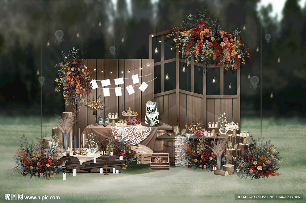 户外婚礼甜品区