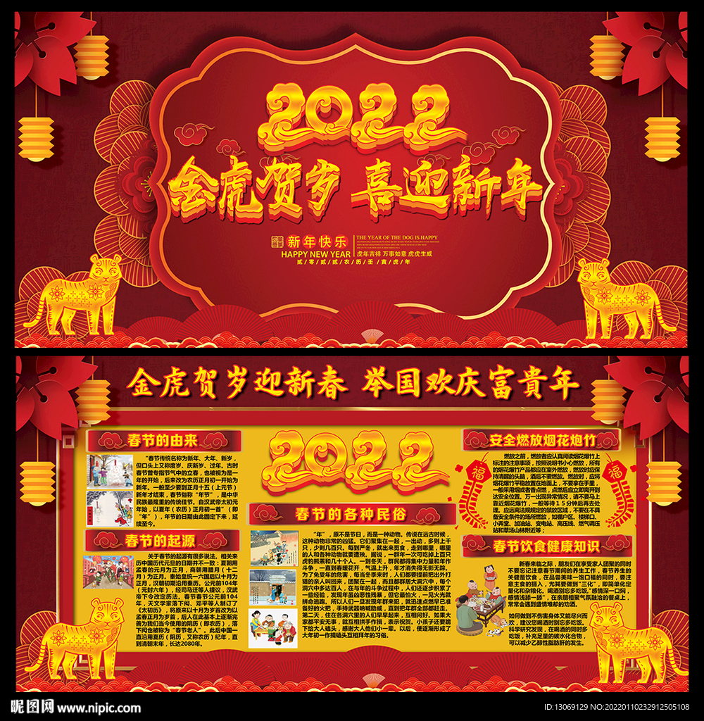 2022虎年春节展板