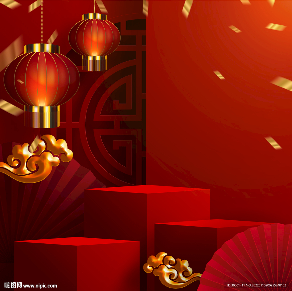 红色喜庆春节中国风海报背景