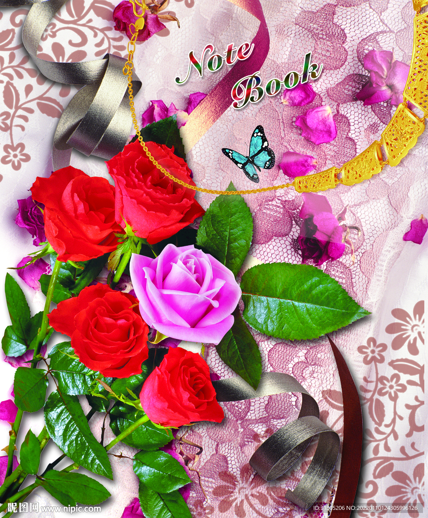 本子封面 花草 蝴蝶 外贸本子