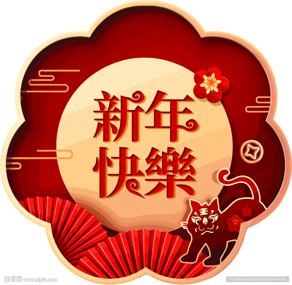 虎年商场店铺超市新年快乐玻璃贴