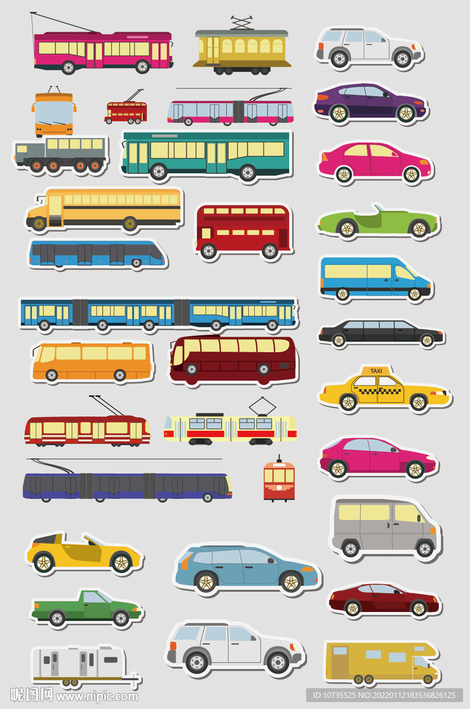 AI矢量小汽车电车