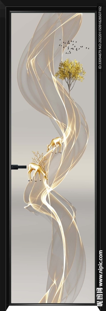 高清分层透明底平开门玻璃打印图