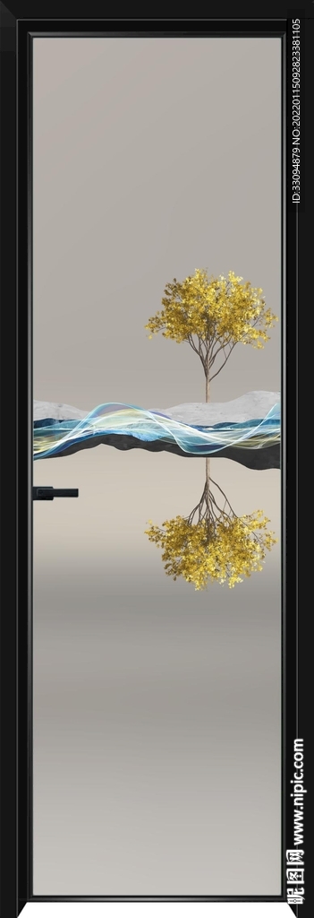 高清分层透明底平开门玻璃打印图
