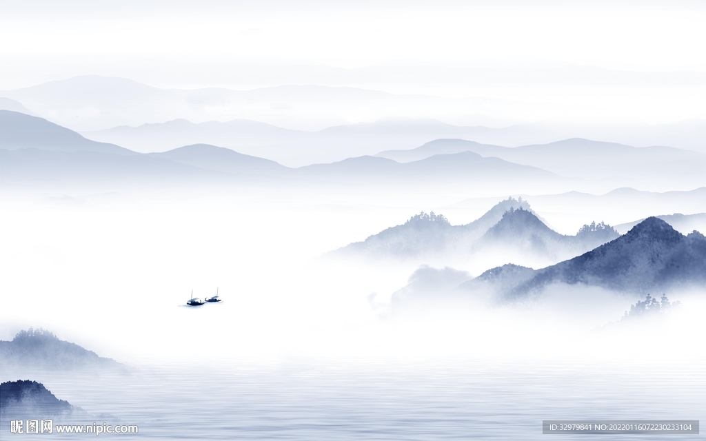 最新 简约背景山水 TIF分层