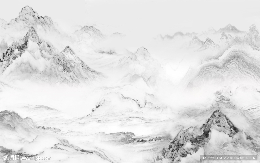 新中式简约背景山水 TIF分层