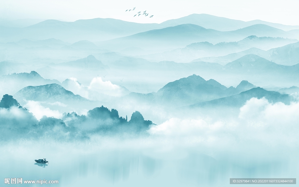 中式简约背景山水 TIF分层