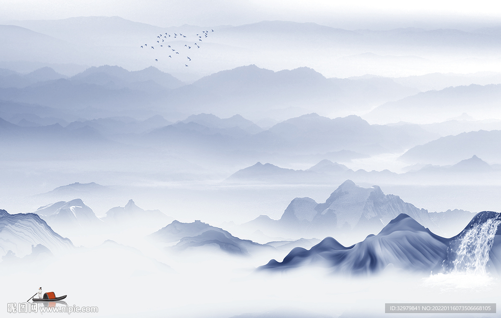 新款简约背景山水 TIF分层