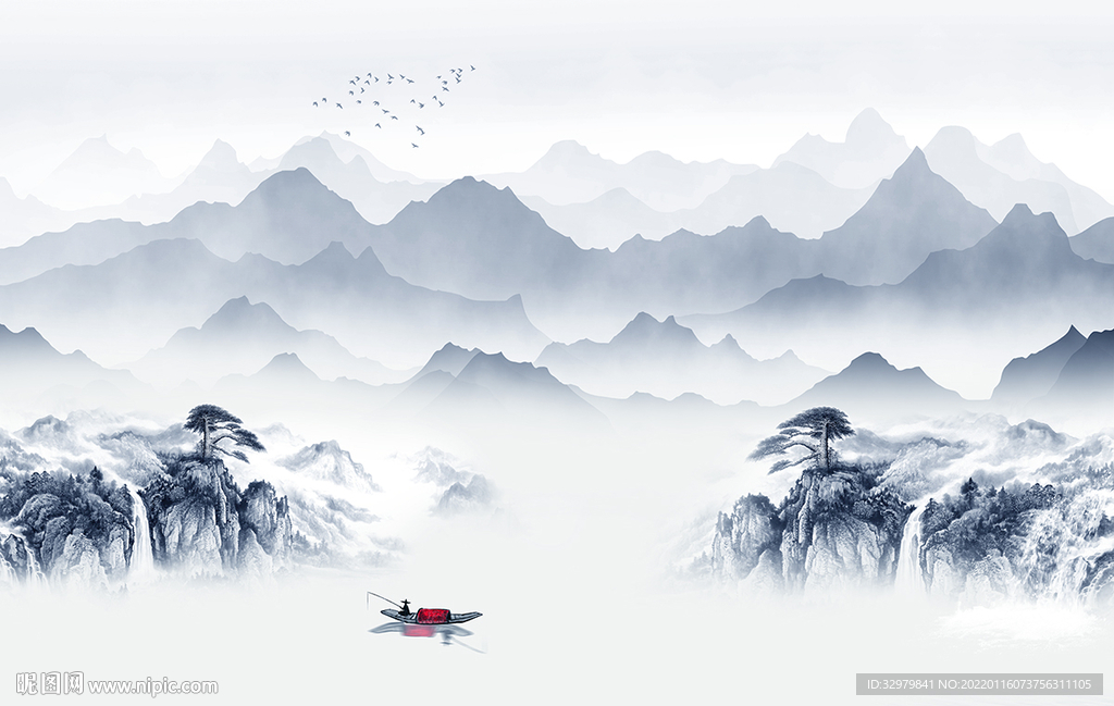 高档 简约背景山水 TIF分层