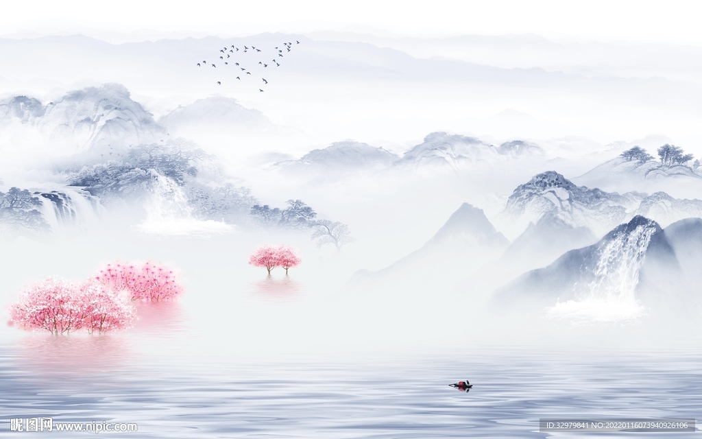 高清 简约背景山水 TIF分层