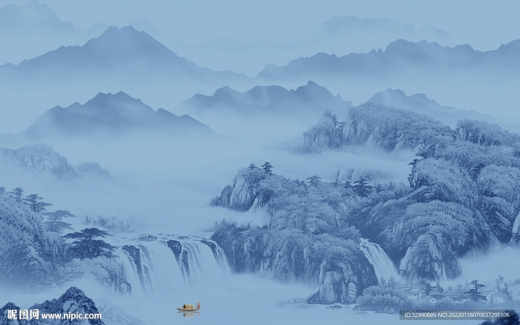 人气电视中式山水 TIF分层