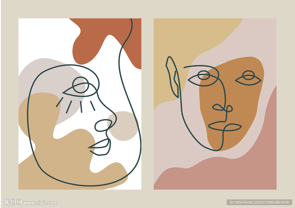 创意手绘人物一笔线条画