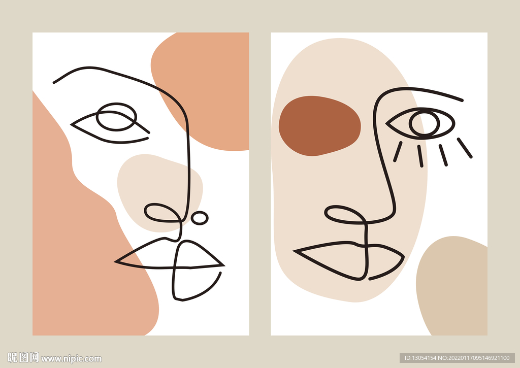 创意抽象手绘人物线条装饰画