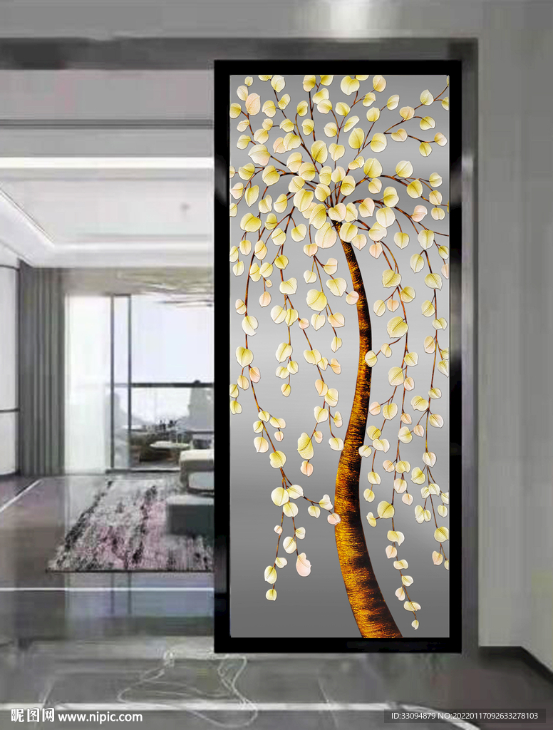 高清分层透明底屏风玻璃打印图