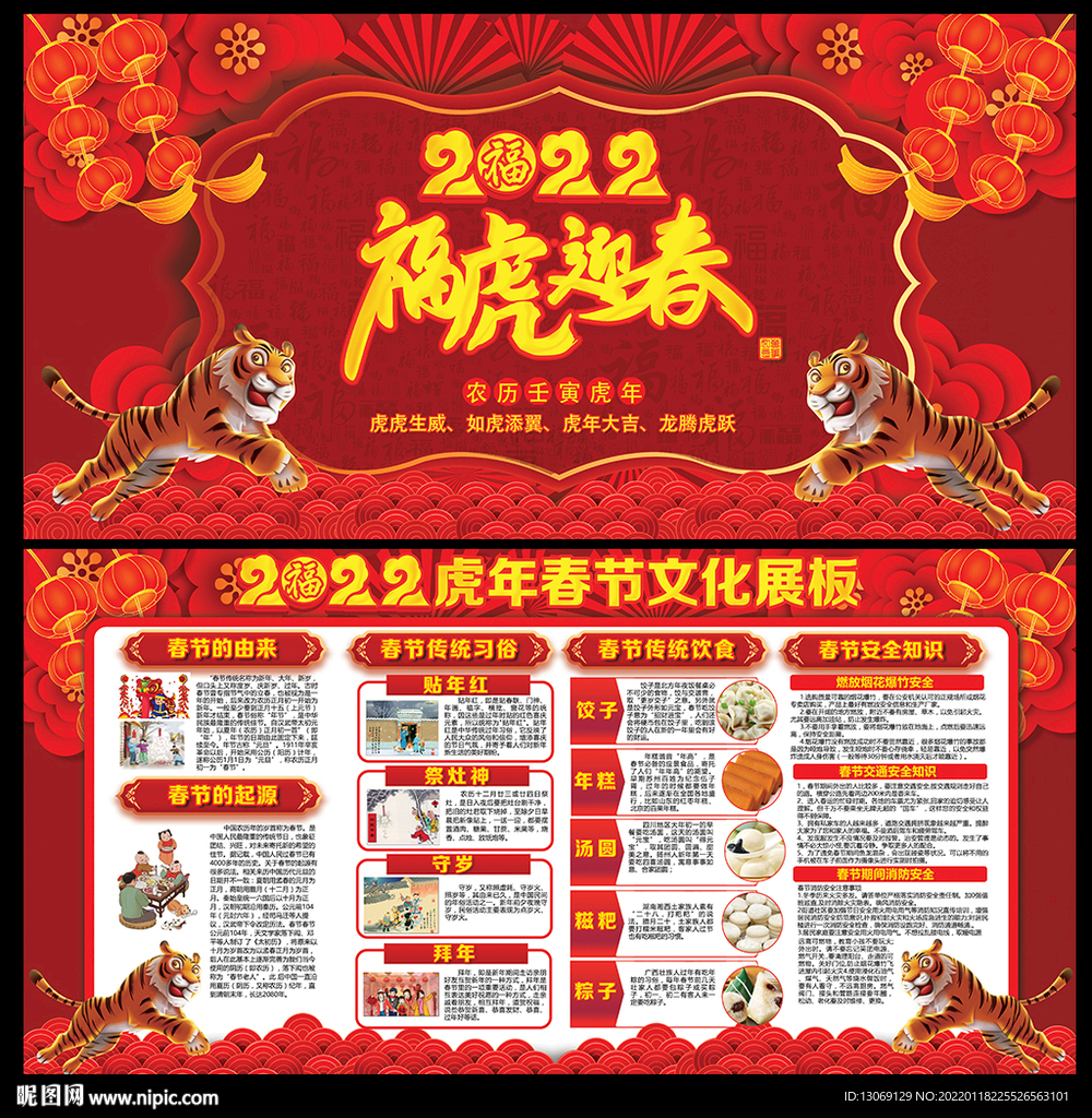2022虎年春节展板