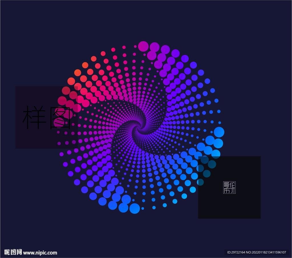 圆点环渐变放射螺旋