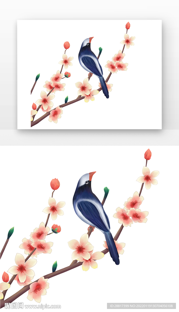 立春春天小鸟桃花樱花粉色