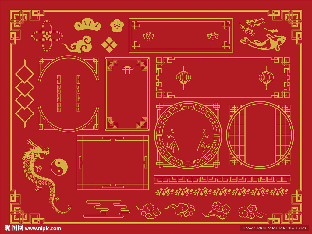 金色花纹边框素材