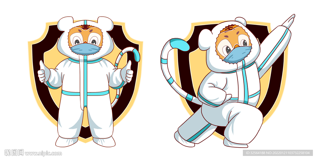 防护服卡通小老虎