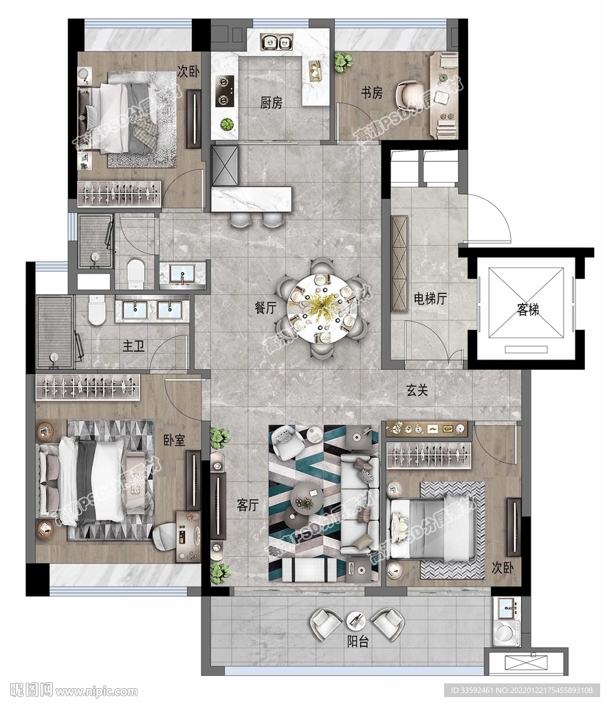 户型图 彩平图 家装平面设计