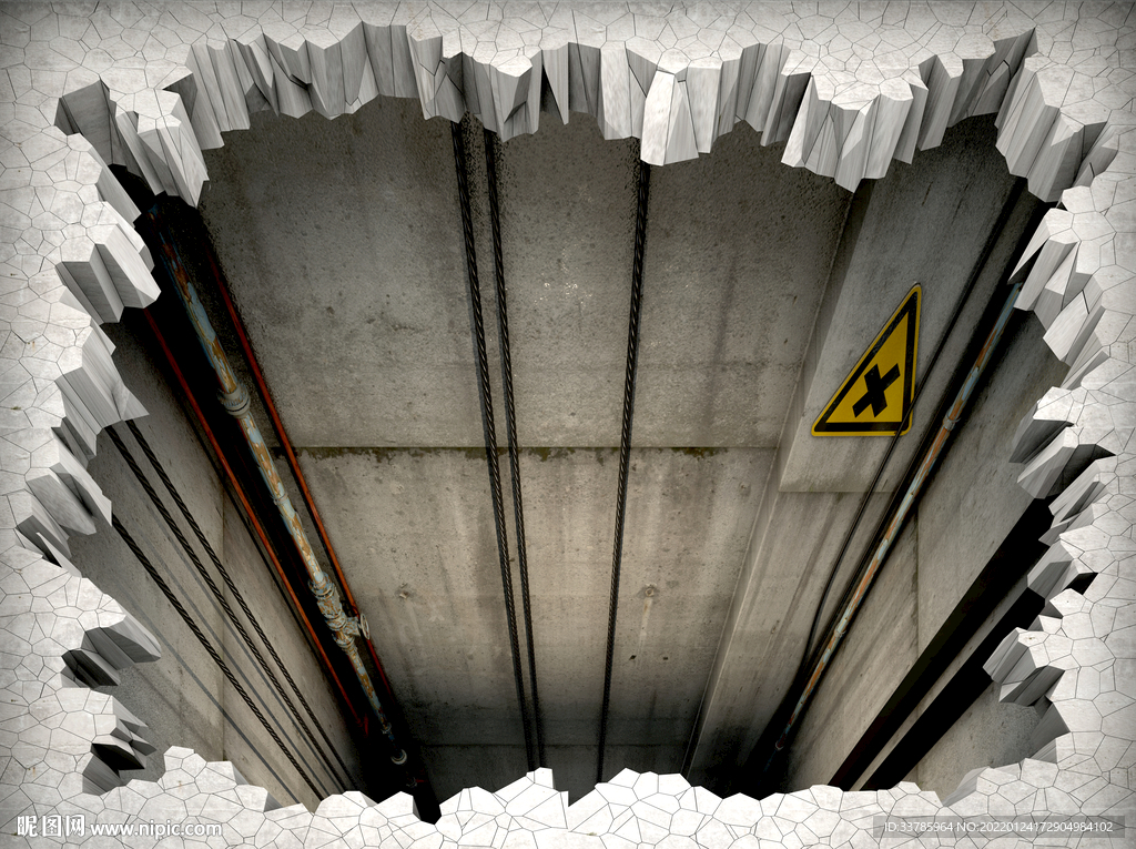 电梯画 立体画 洞 3D地贴 