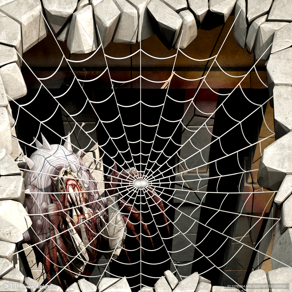 蜘蛛网电梯贴 3D画