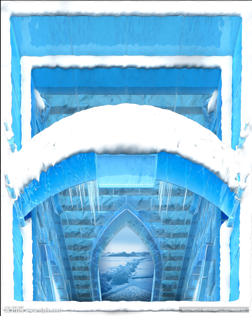 3D立体画冰雪桥 立体地贴