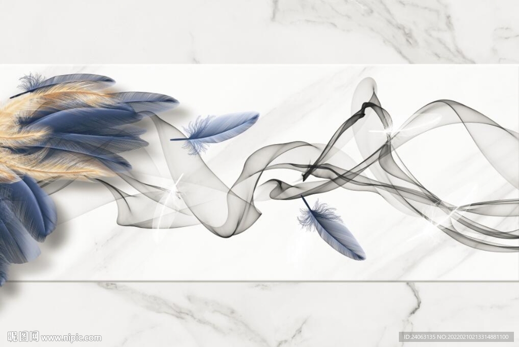 北欧羽毛现代背景墙.